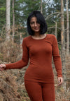 Bluză femei din lână merinos - Basic Russet