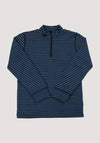 Bluză cu fermoar lână merinos - Mini Stripe Blue