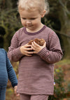 Body lână merinos - Mini Stripe Rose