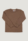 Bluză lână merinos - Single Wool Melange Warm Brown