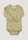Body lână merinos - Handdrawn Snowflake Light Olive
