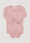 Body lână merinos - Handdrawn Snowflake Rosa