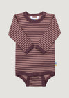Body lână merinos - Mini Stripe Rose