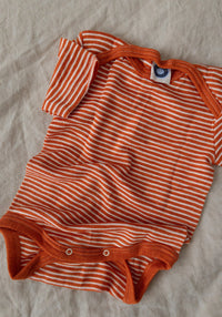 Body seamless din lână merinos și mătase - Orange Stripes Cosilana HipHip.ro