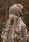 Căciulă dublată (beanie) brushed din lână merinos - Warm Brown