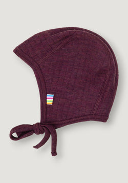 Căciulă dublată din lână merinos - Basic Plum 37 cm