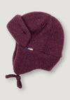 Căciulă dublată fleece din lână merinos - Plum 37 cm