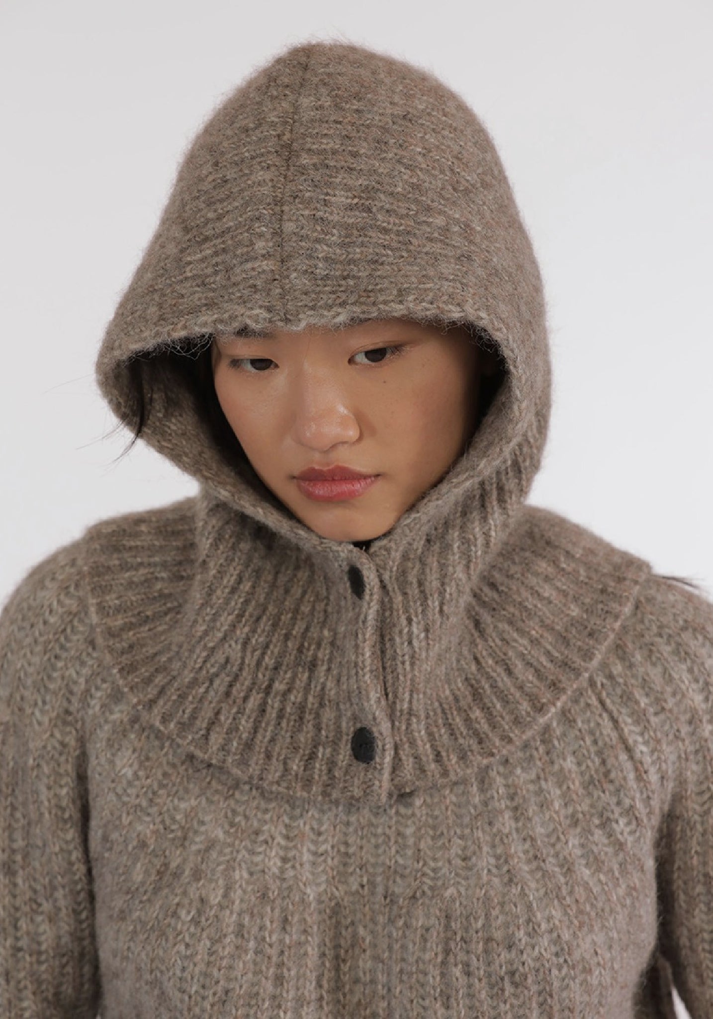 Cagulă femei din alpaca și bumbac Pima - Daphne Grege Chine