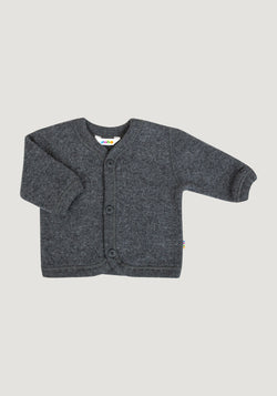 Cardigan fleece din lână merinos - Dark Grey