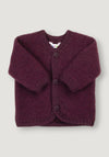Cardigan fleece din lână merinos - Plum 80