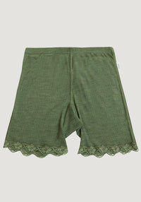 Shorts femei din lână merinos și matase - Kate Dusty Olive Joha Woman HipHip.ro