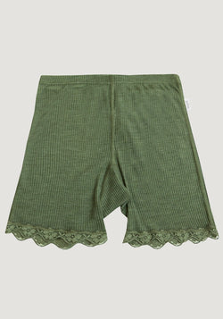 Shorts femei din lână merinos și matase - Kate Dusty Olive Joha Woman HipHip.ro
