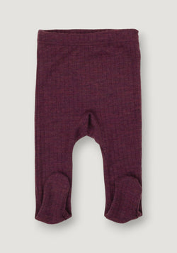 Colanți cu șosete lână merinos - Basic Plum 60