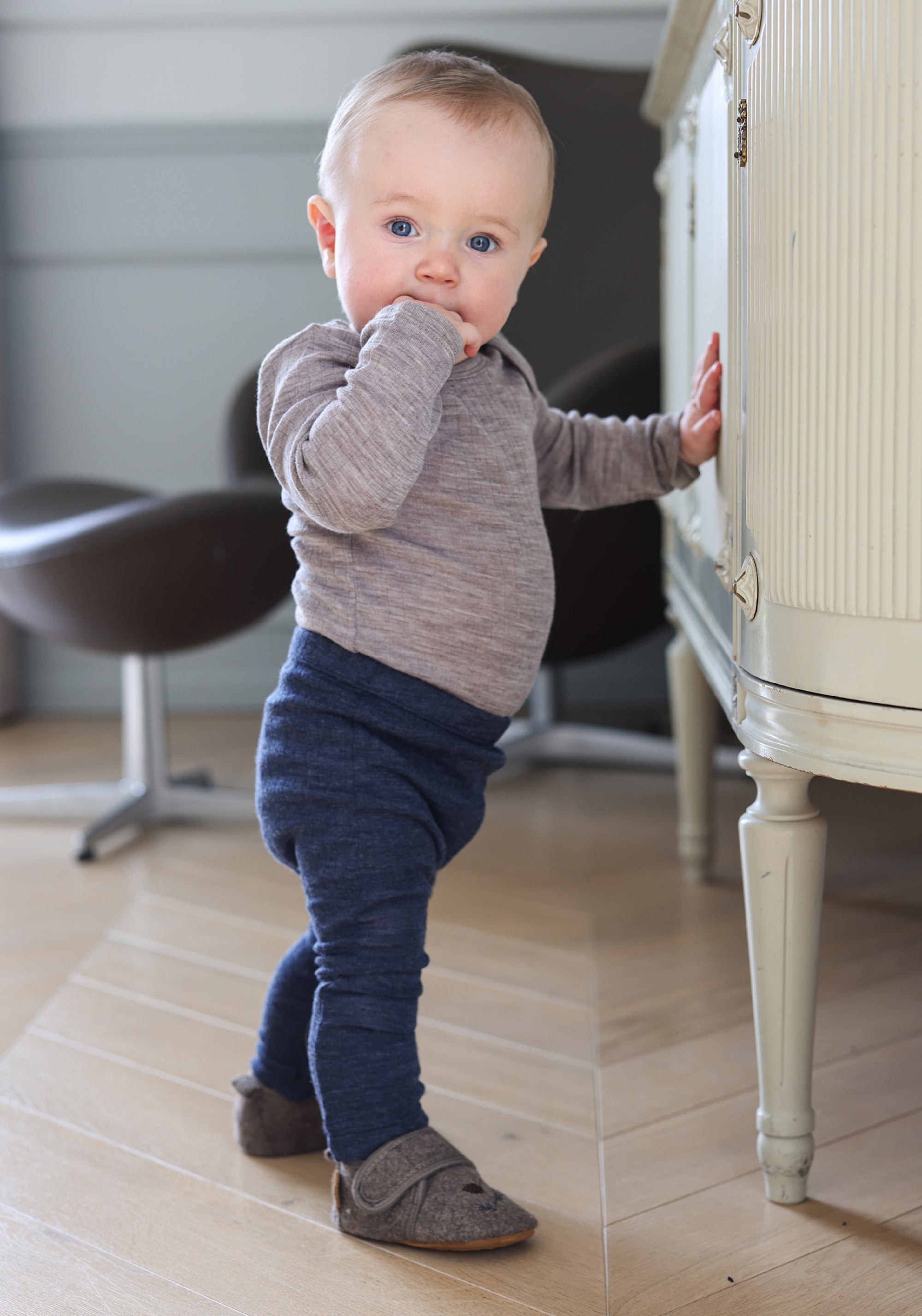 Colanți din lână merinos - Melange Blue Nights