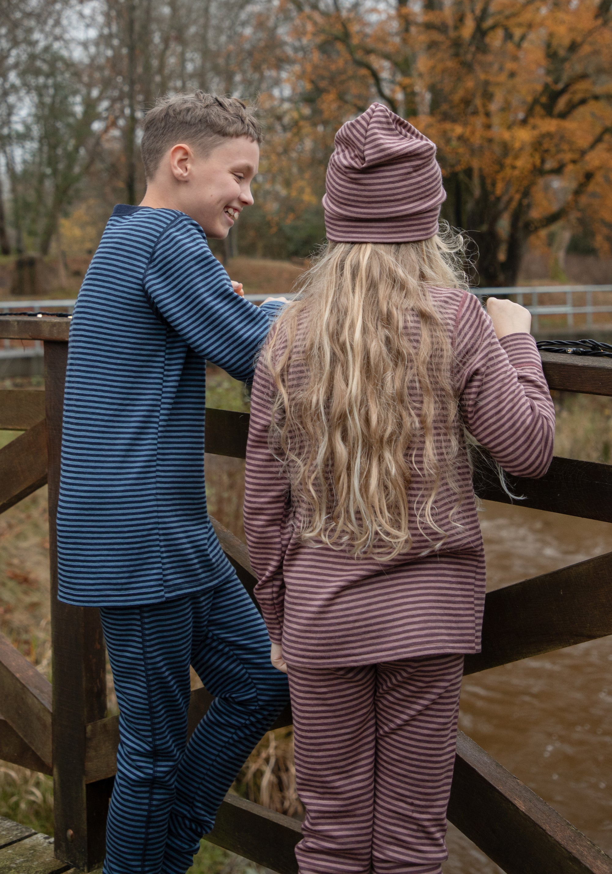 Colanți din lână merinos - Mini Stripe Rose