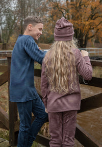 Colanți din lână merinos - Mini Stripe Rose