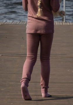 Colanți din lână merinos și bambus - Dark Rose