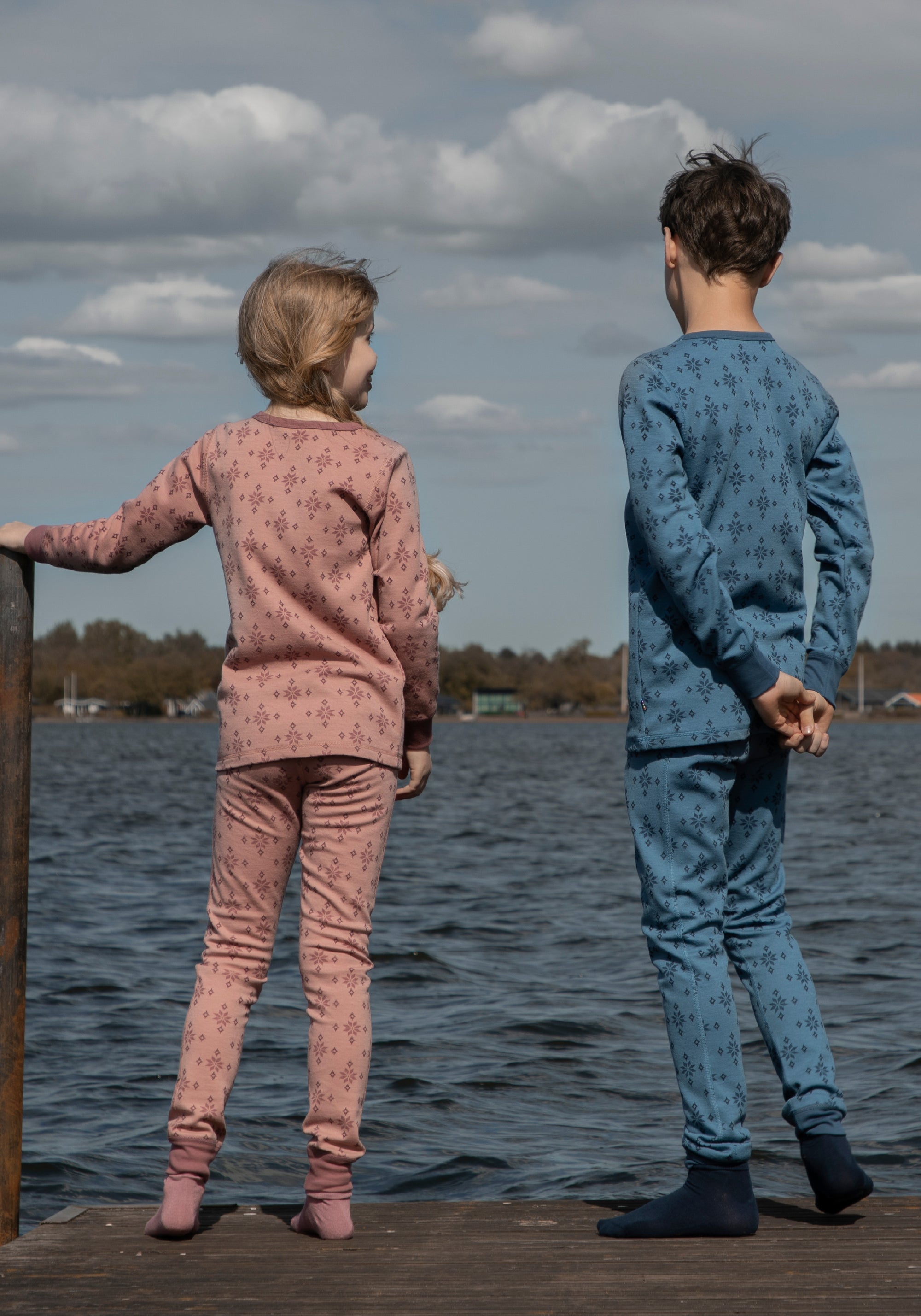 Colanți din lână merinos și bumbac - Ice Crystal Rose