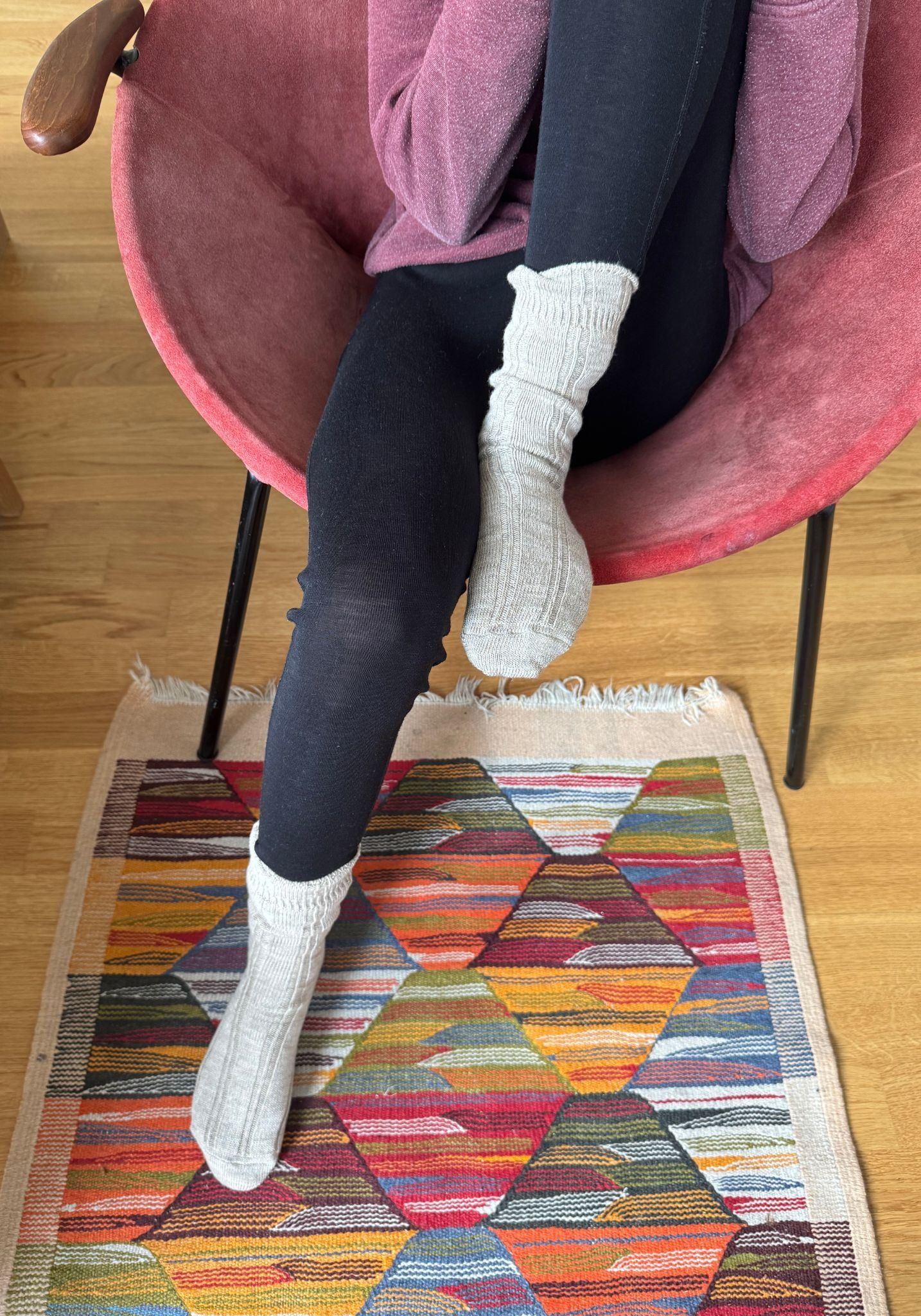 Colanți din lână merinos și mătase - Black