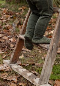 Colanți lână merinos - Single Wool Melange Moss Green