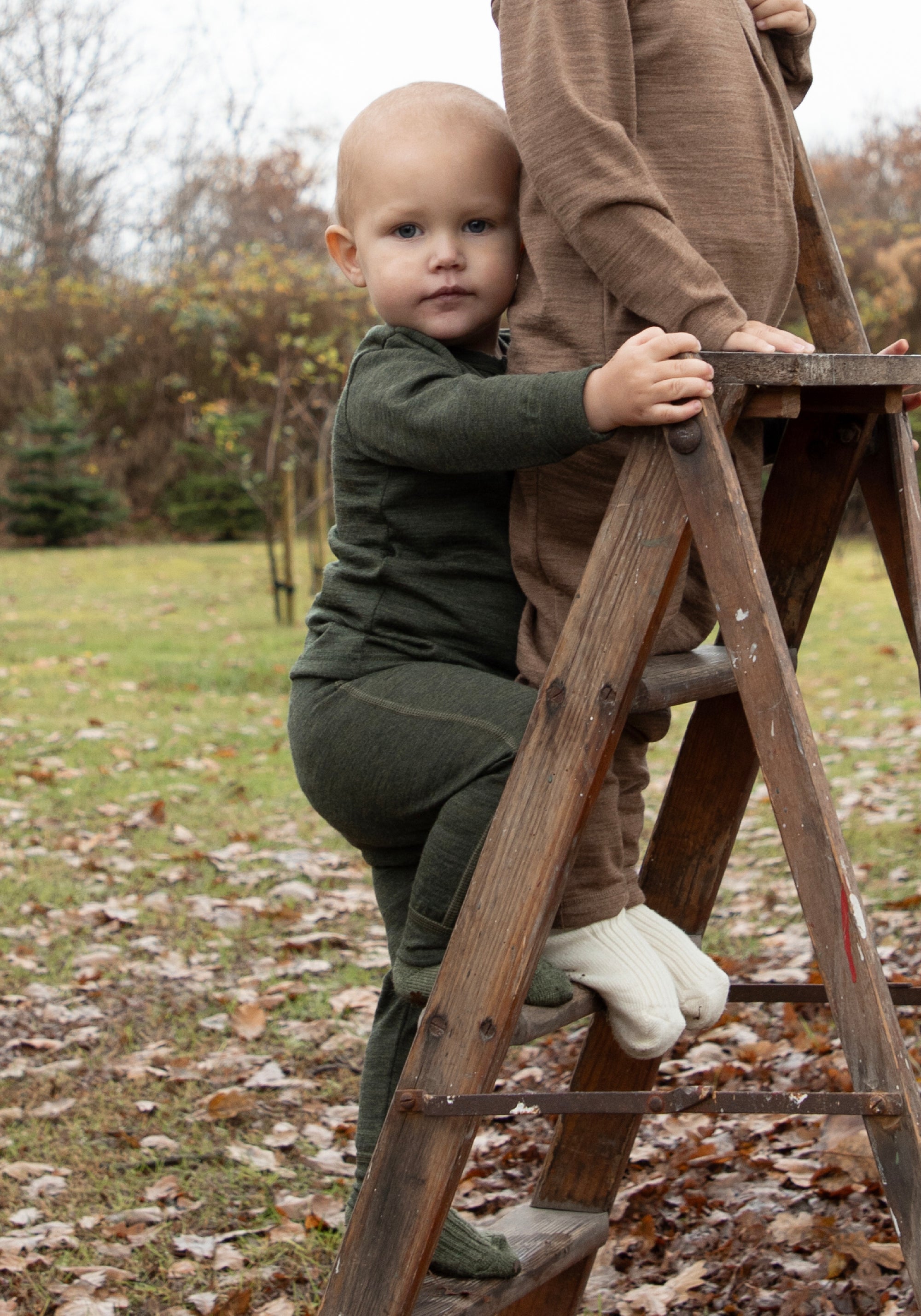 Colanți lână merinos - Single Wool Melange Moss Green