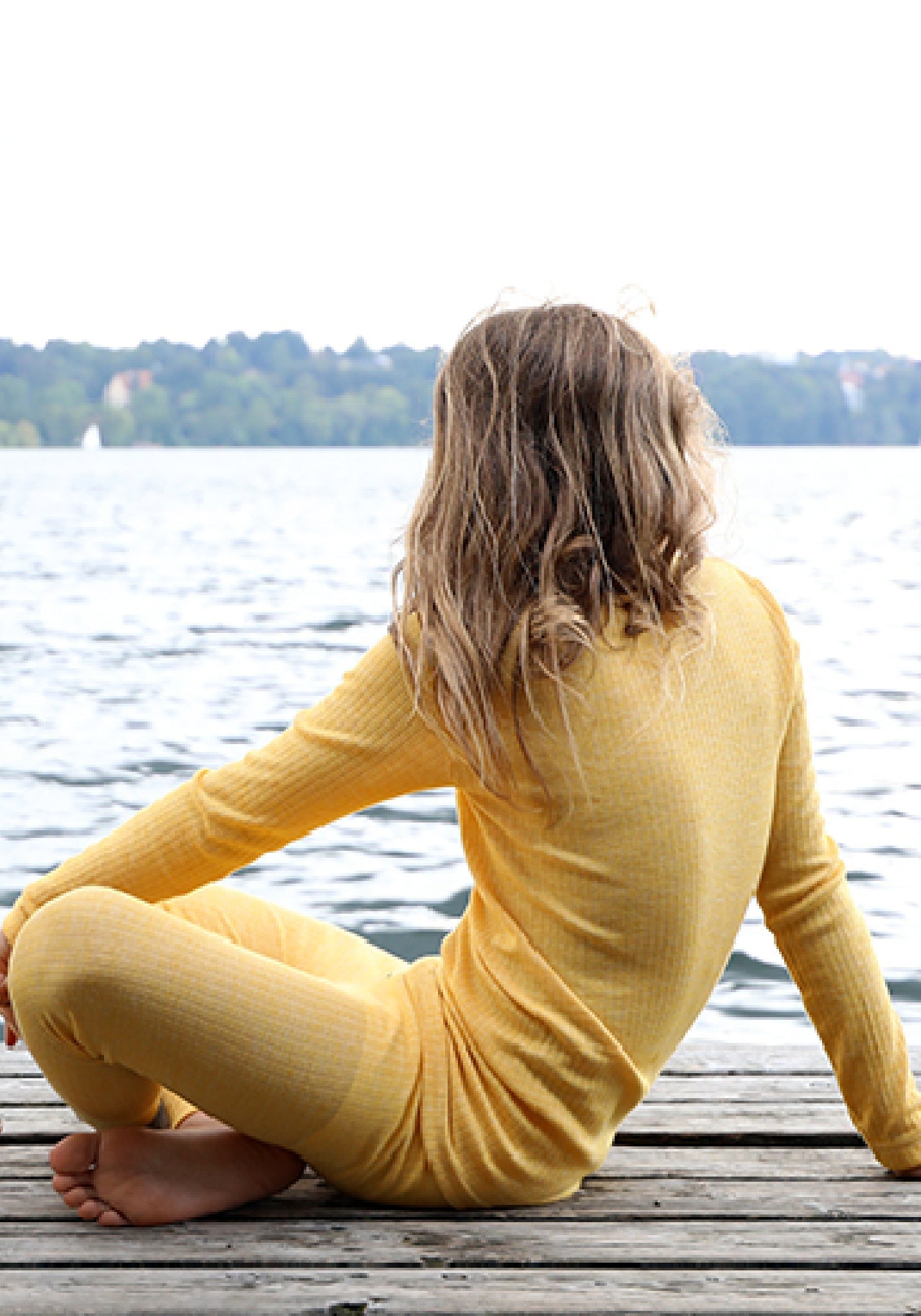 Colanți seamless din lână, mătase și bumbac - Yellow Melange Cosilana HipHip.ro