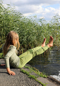 Colanți seamless din lână merinos și mătase - Green Cosilana HipHip.ro