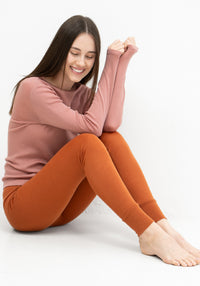 Colanți femei seamless din lână merinos - Vivid Rust