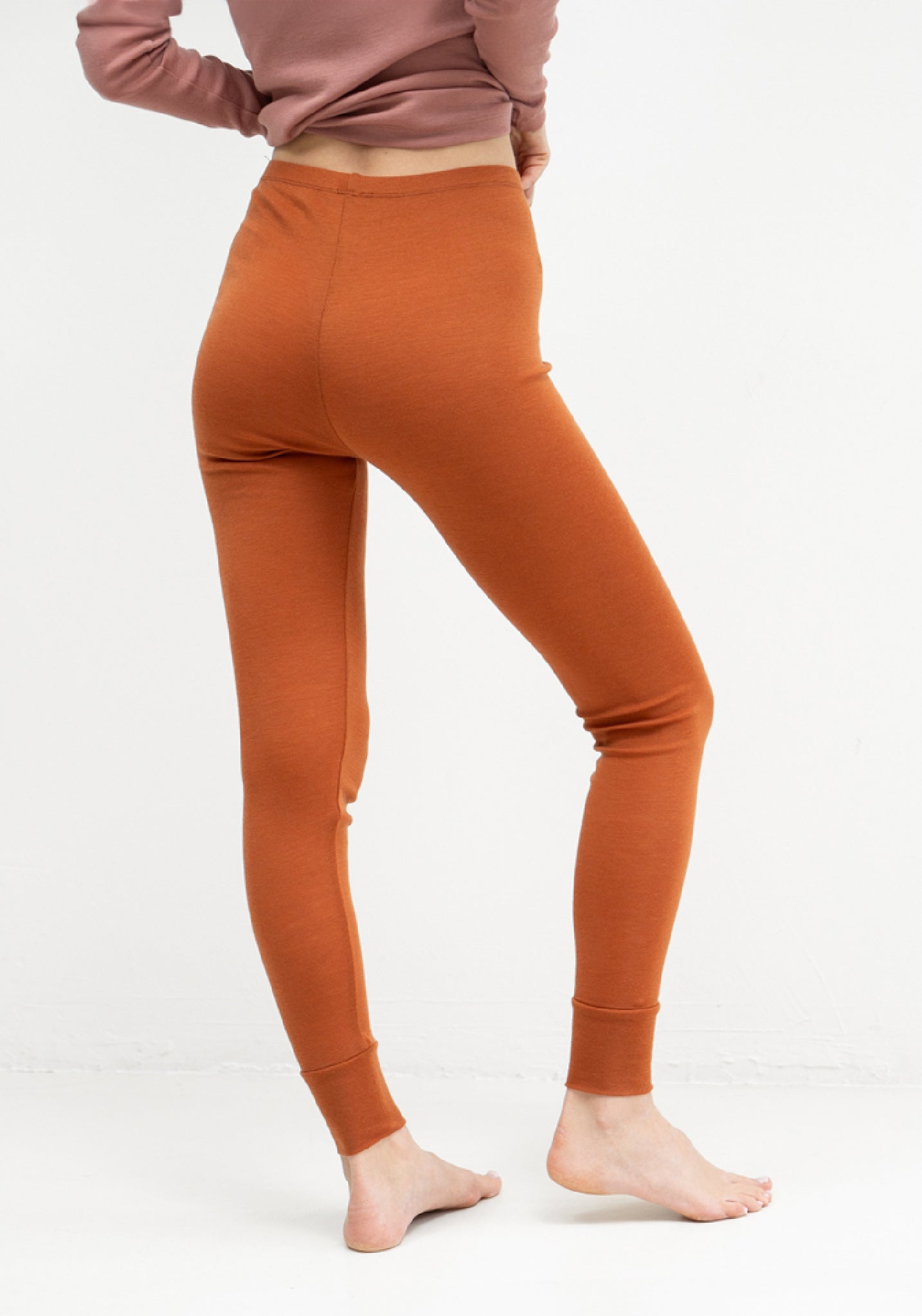 Colanți femei seamless din lână merinos - Vivid Rust