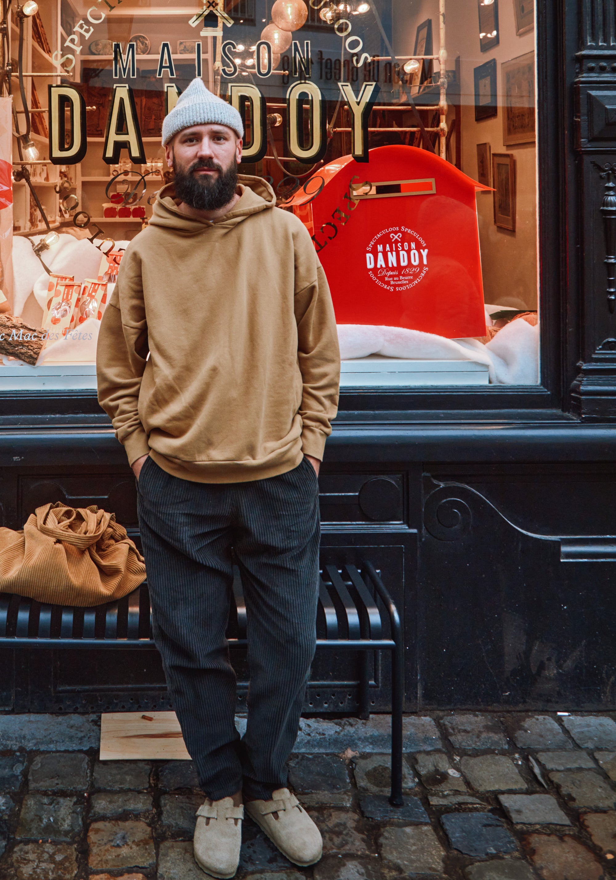 Hanorac fleece unisex din bumbac - Sueter Dull Gold