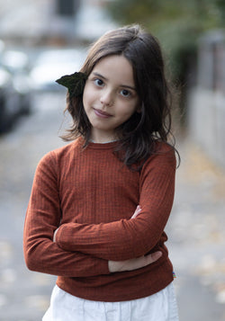 Bluză lână merinos - Basic Russet