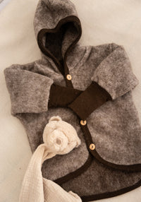 Jachetă fleece din lână merinos și bumbac - Brown Cosilana HipHip.ro