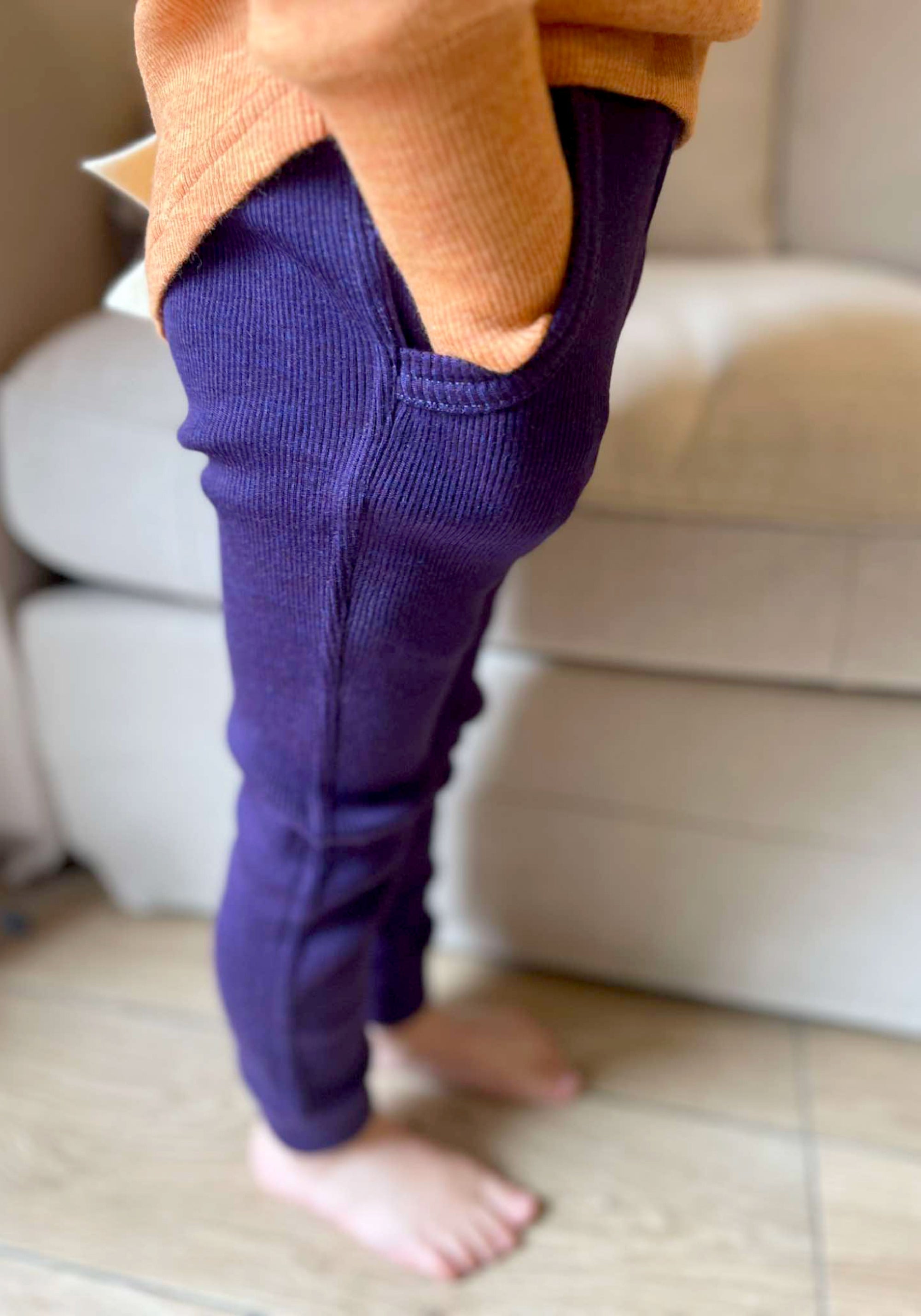 Pantaloni baggy din lână merinos - Joggers Acai Berry