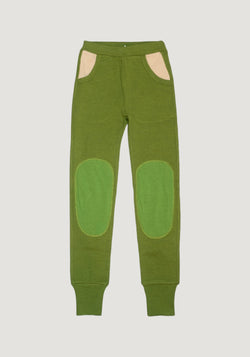 Pantaloni baggy din lână merinos - Joggers Garden Moss Green