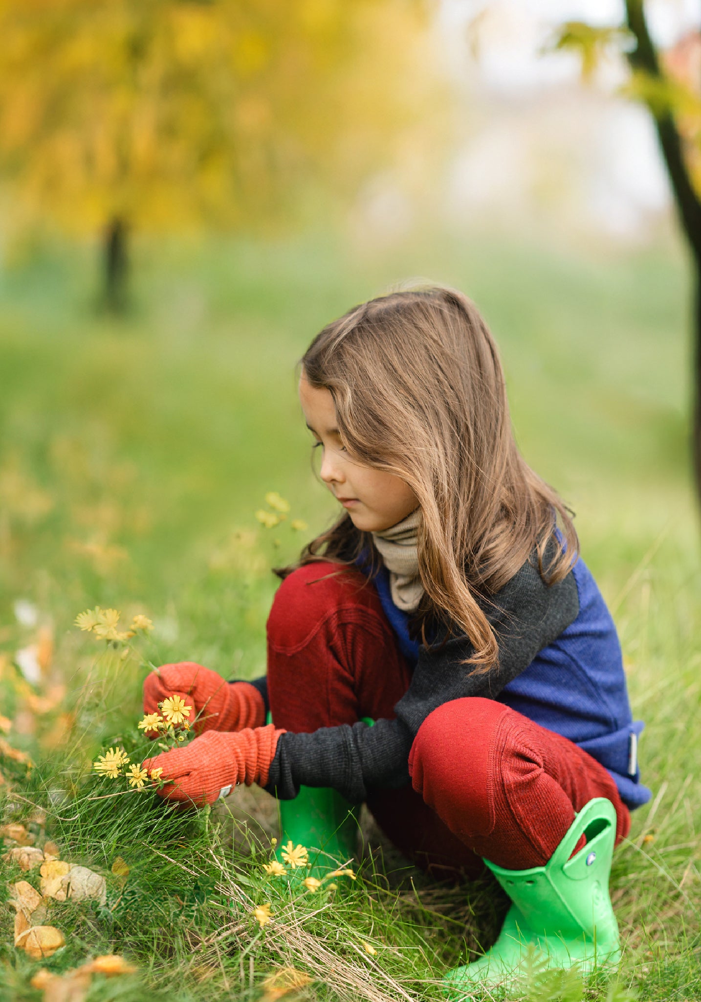 Pantaloni baggy din lână merinos - Joggers Wild Pomegranate