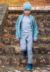 Pantaloni brushed din lână merinos - Sesame Melange Joha HipHip.ro