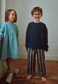 Pantaloni din canvas gros de bumbac - Pomelos Rayures Bleues