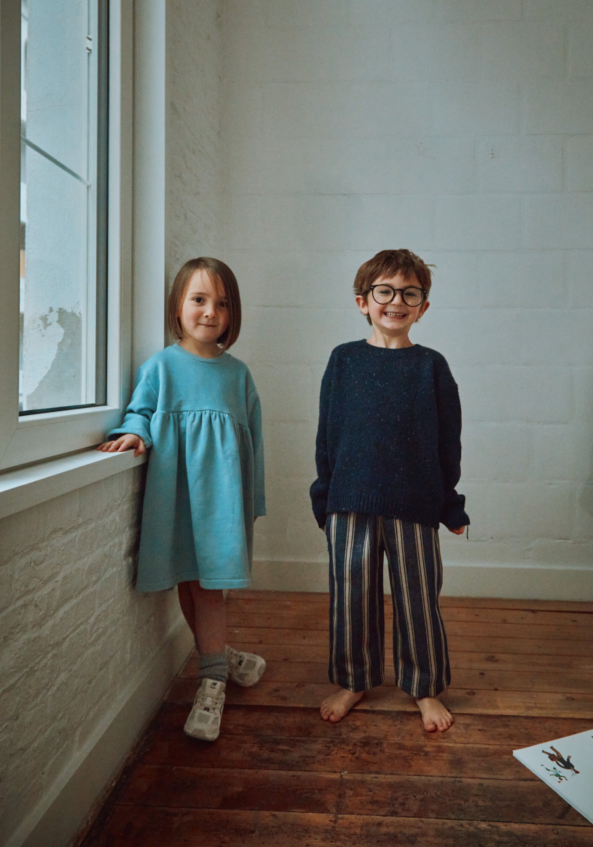 Pantaloni din canvas gros de bumbac - Pomelos Rayures Bleues