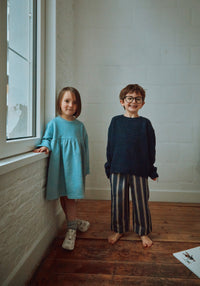 Pantaloni din canvas gros de bumbac - Pomelos Rayures Bleues