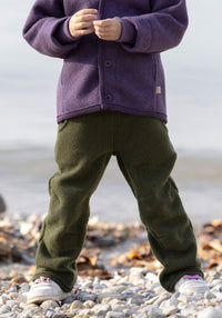 Pantaloni din lână merinos fiartă - Olive