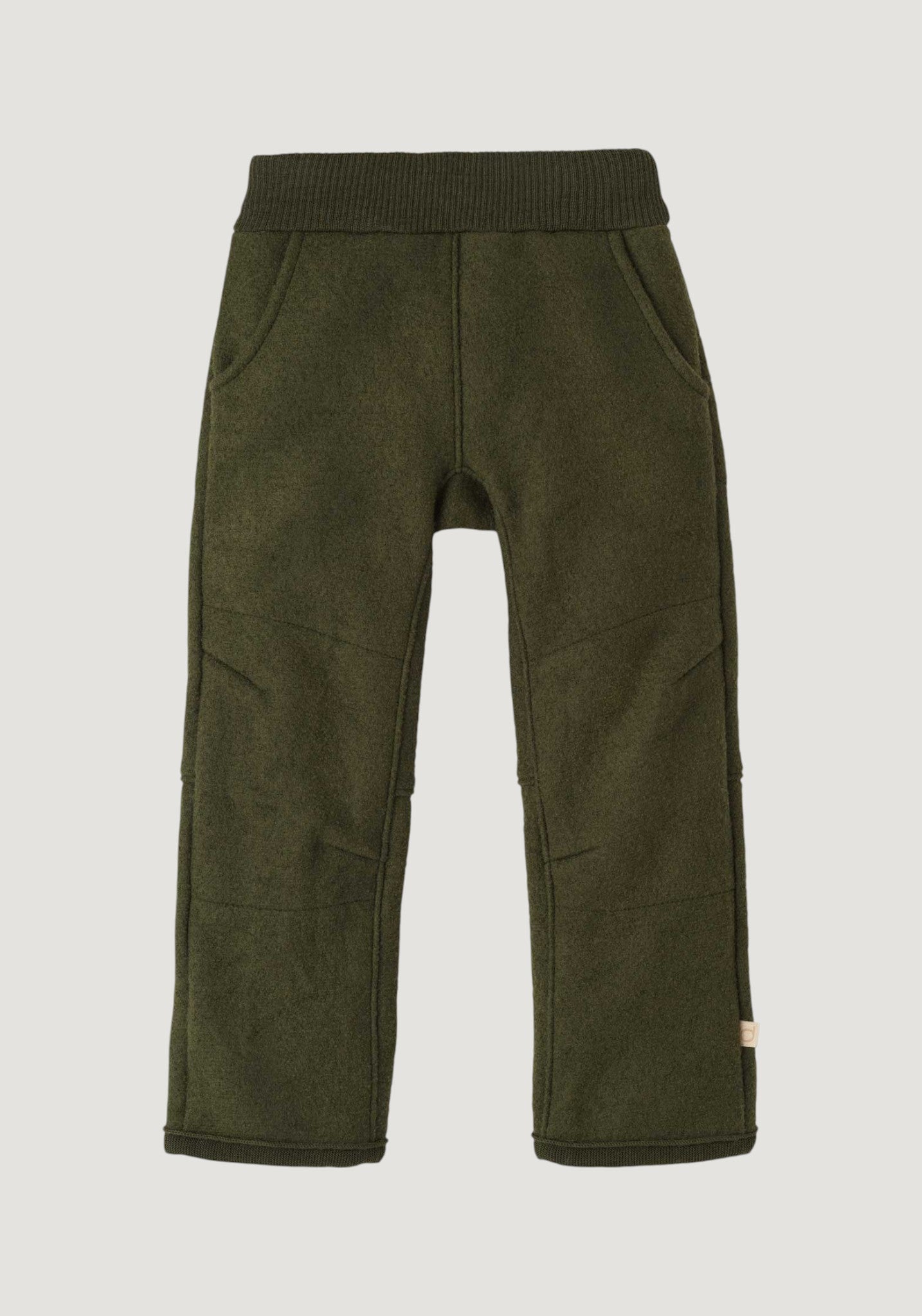 Pantaloni din lână merinos fiartă - Olive