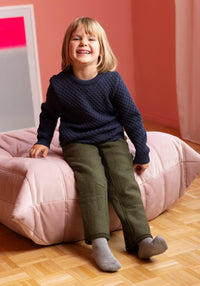 Pantaloni din lână merinos fiartă - Olive