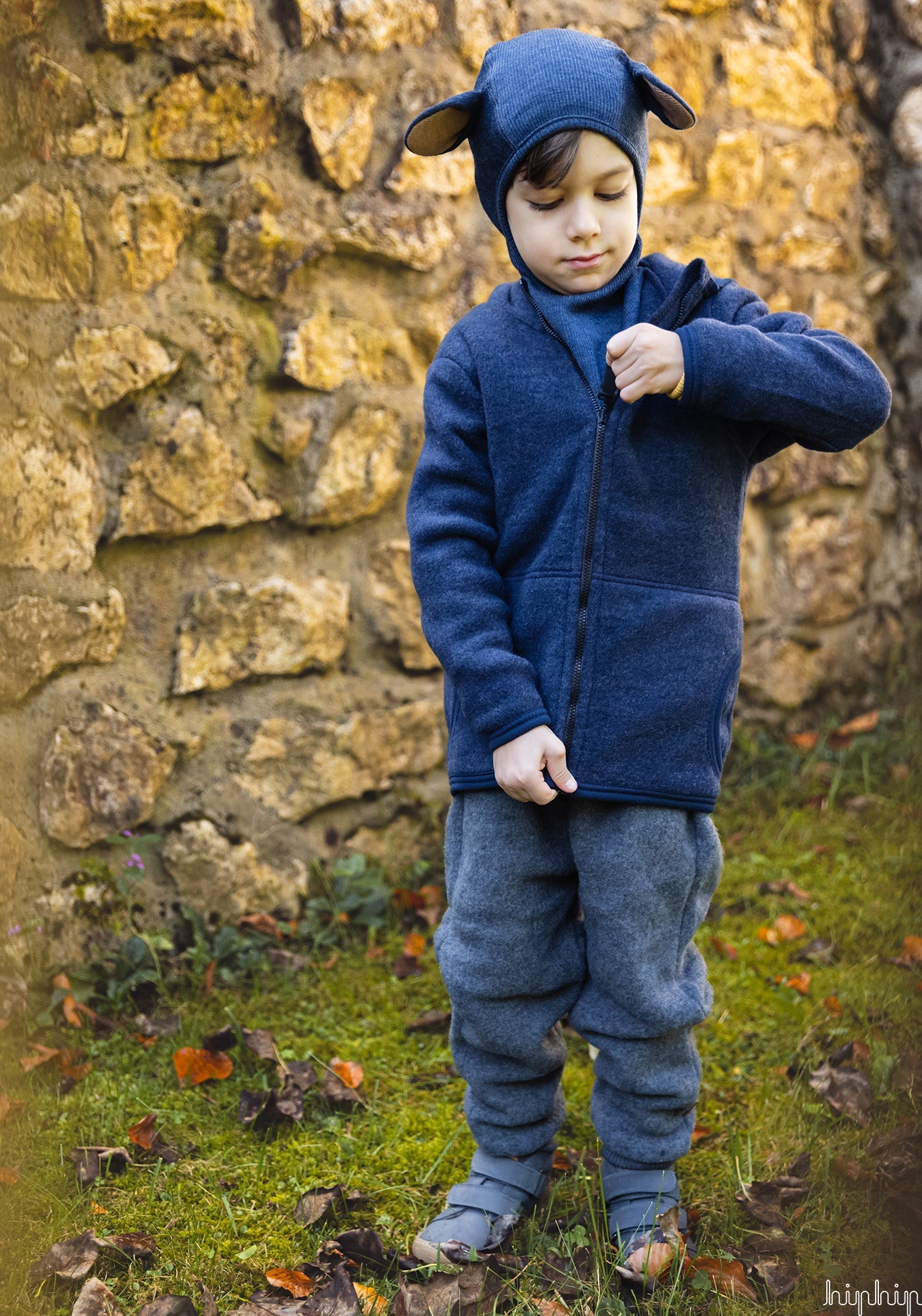 Pantaloni fleece din lână merinos - Anthracite Melange Mikk-line HipHip.ro