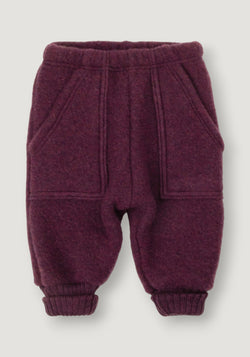 Pantaloni fleece din lână merinos - Plum 80