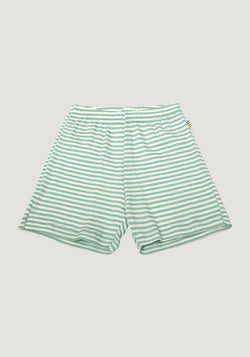 Pantaloni scurți din lână merinos și mătase - Green Stripe Joha HipHip.ro