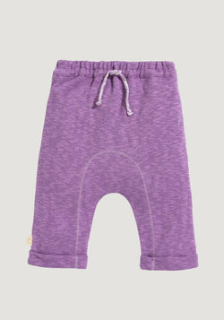 Pantaloni tricotați din bumbac și in - Lilac
