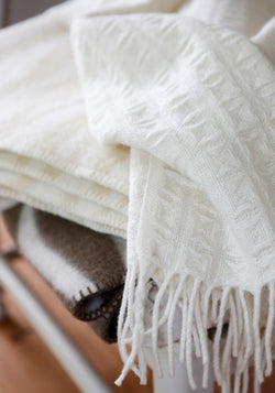 Pled din lână - Twist Natural White