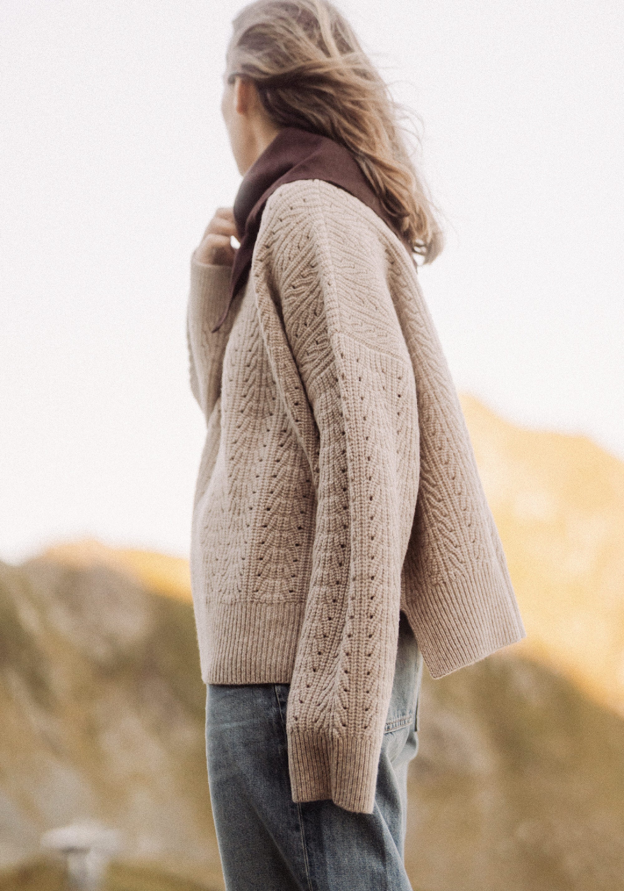 Pulover din lână - Structure Oat Melange