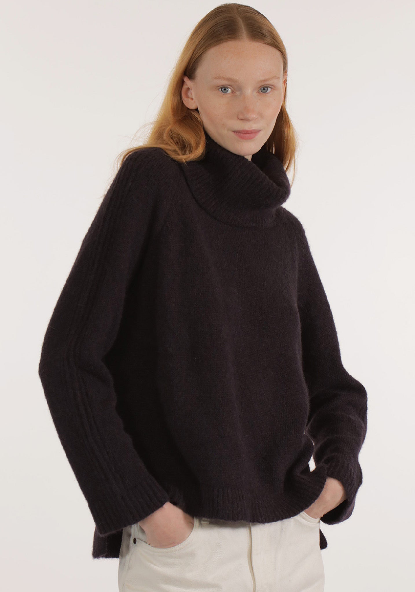 Pulover femei baby alpaca - Bleuenn Eggplant