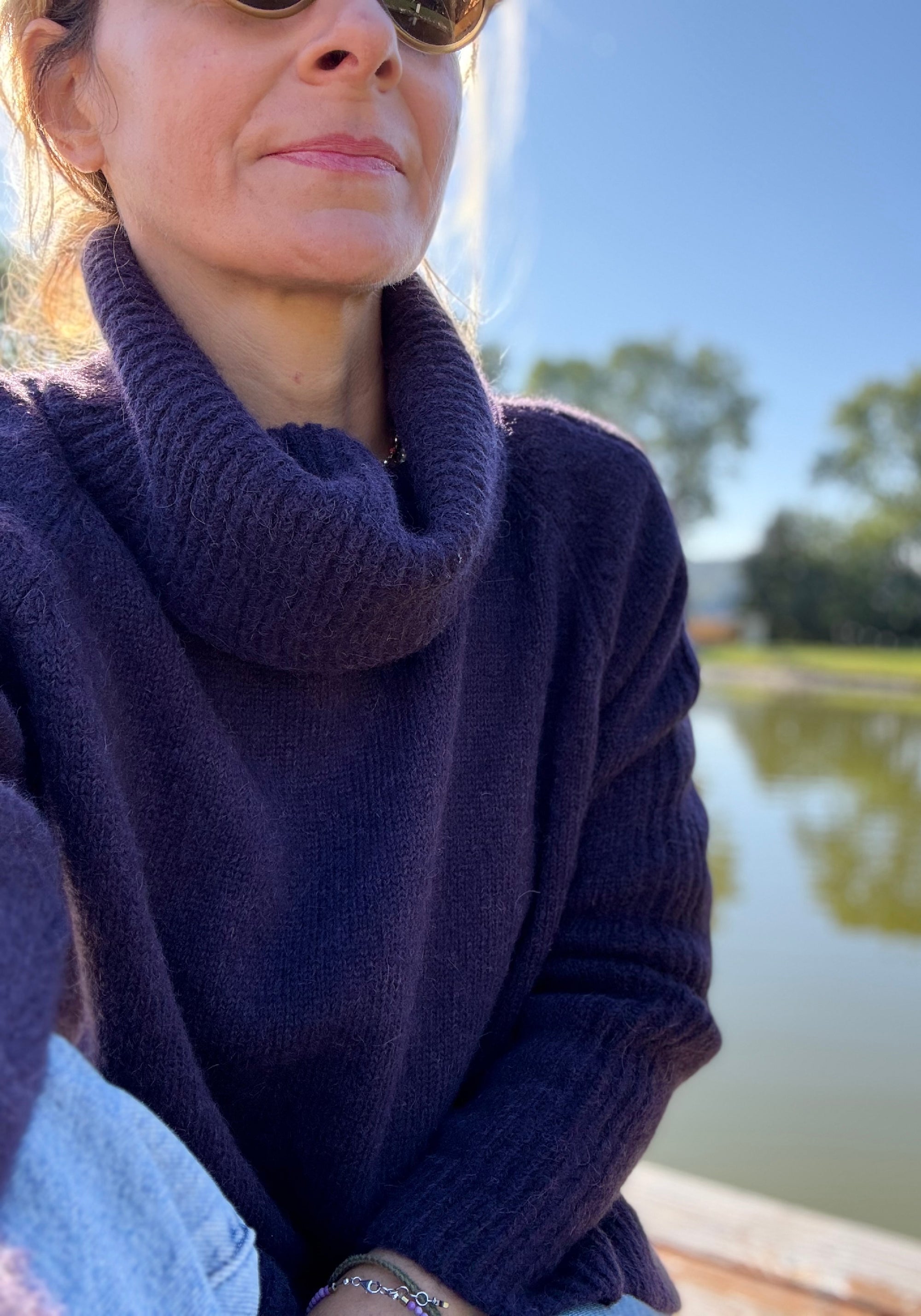 Pulover femei baby alpaca - Bleuenn Eggplant